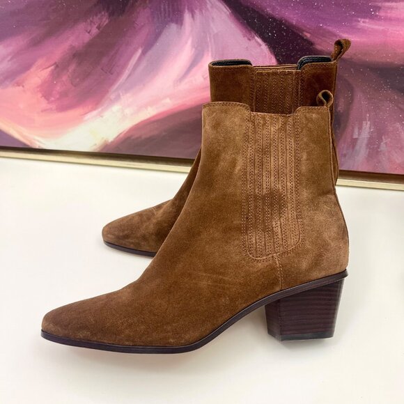 Veronica Beard Alina 50MM Suede Booties in Brown 7.5 - Picture 10 of 16